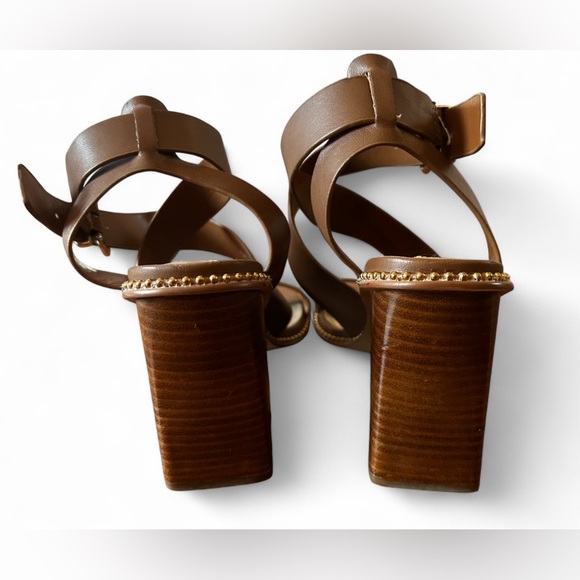 Steve Madden Brown Strappy Square Toes Heeled Sandals Size 7 - Picture 2 of 6